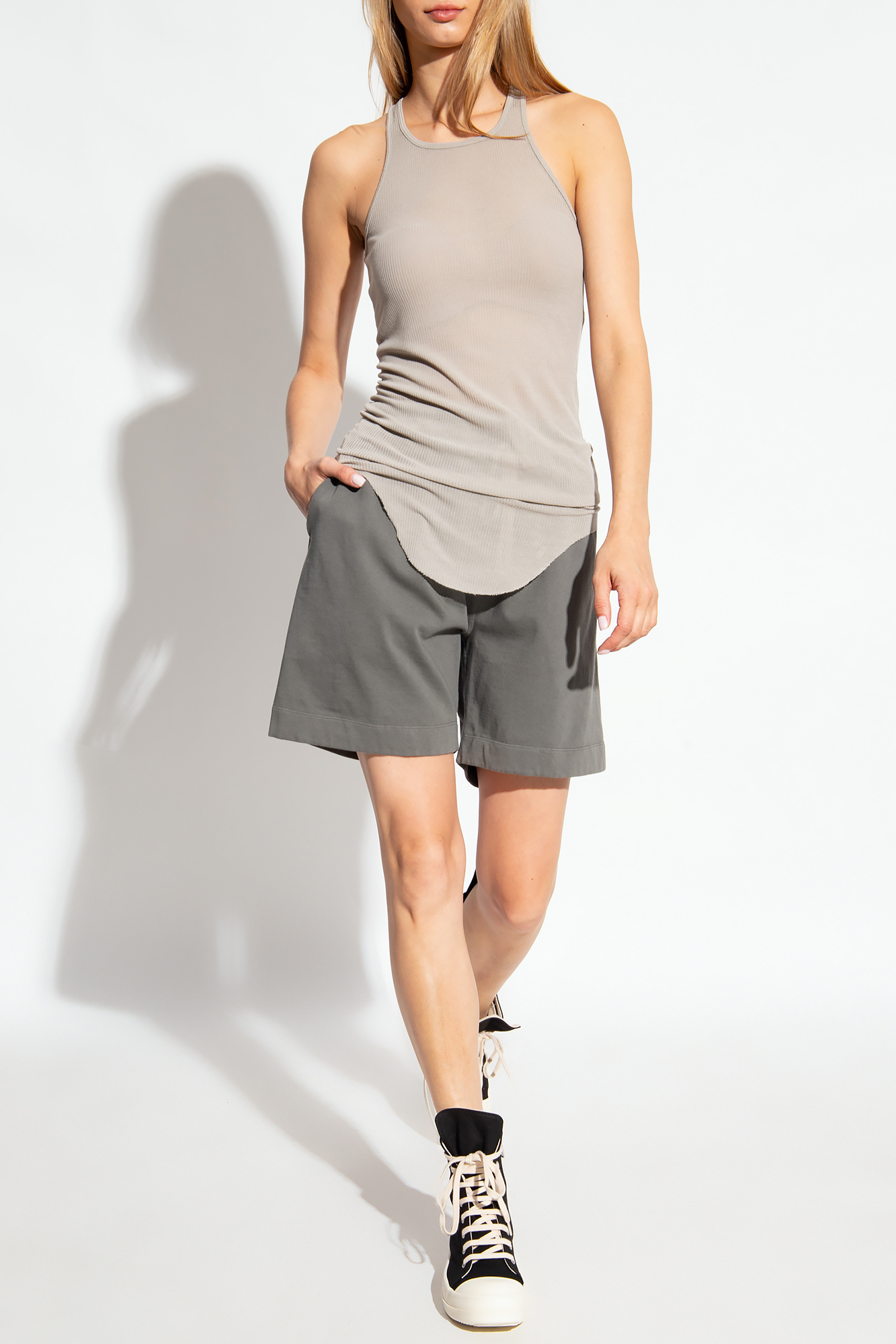 Grey Cotton mini shorts Rick Owens DRKSHDW